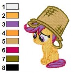 Scootaloo on Head The Basket Embroidery Design